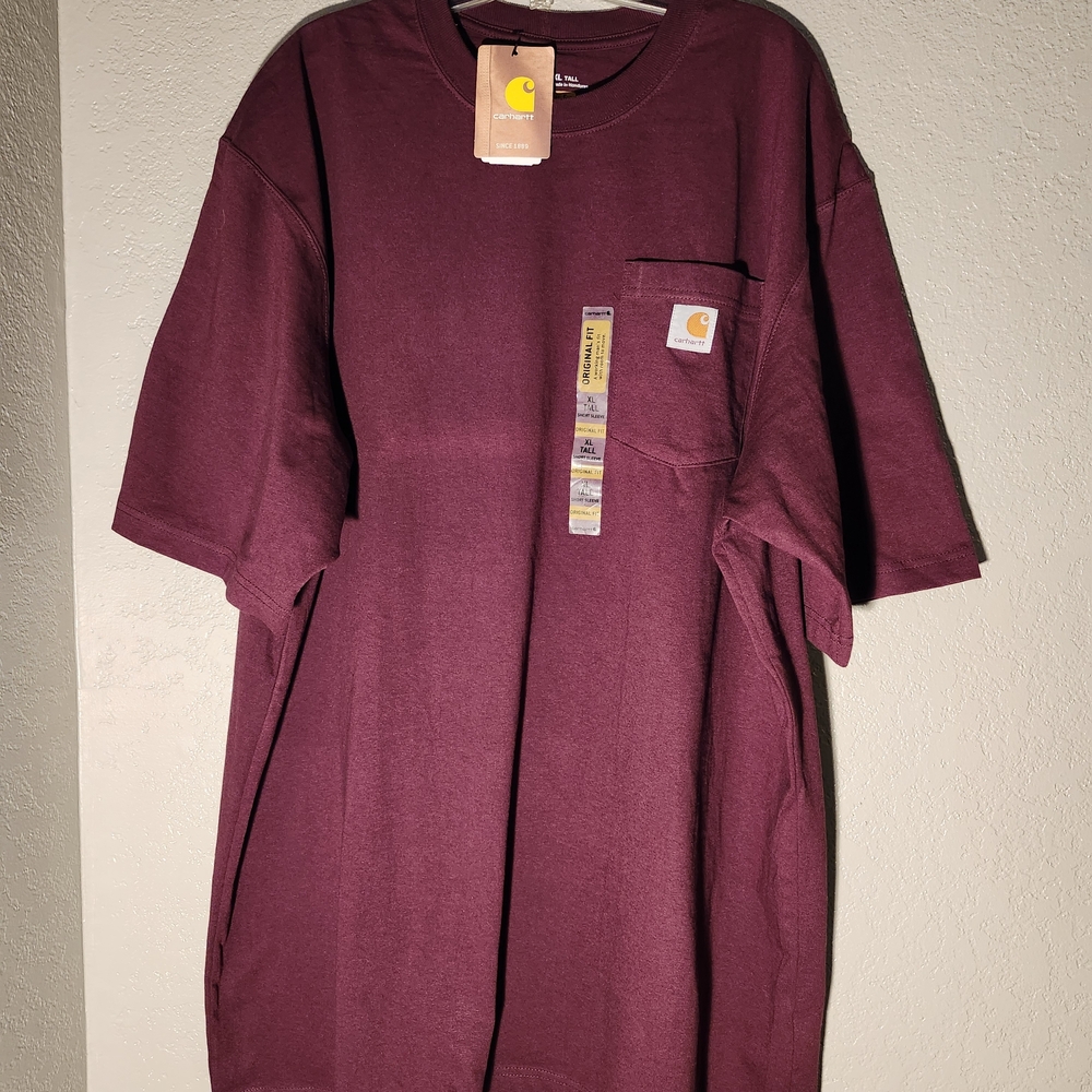Carhartt Maroon Short Sleeve Pocket T-Shirt XL Tall